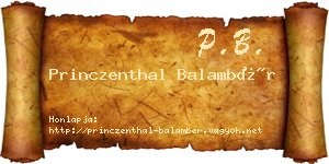 Princzenthal Balambér névjegykártya